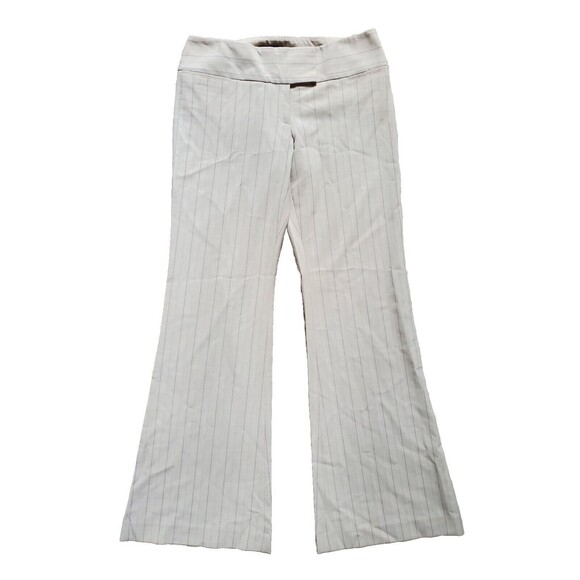 Express Pants Women 6 Design Studio Publicist Tan White Pin Stripe Y2K 2K Flared - Picture 1 of 7